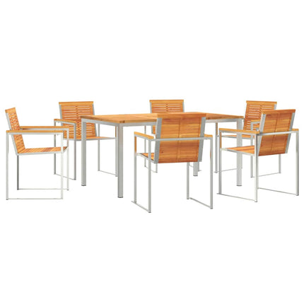 Trädgårdsmöbelset 7 pcs Massiv akaciaträ och rostfritt stål