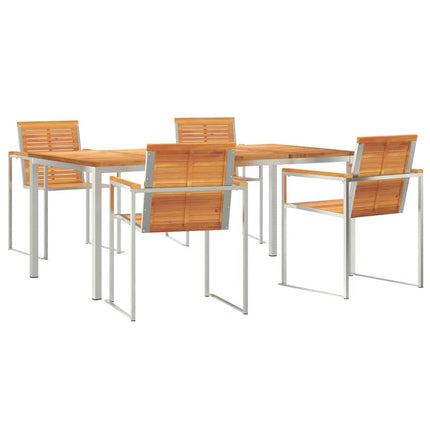 Trädgårdsmöbelset 5 pcs Massiv akaciaträ och rostfritt stål