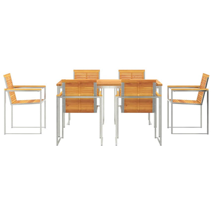 Trädgårdsmöbelset 7 pcs Massiv akaciaträ och rostfritt stål