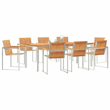 Trädgårdsmöbelset 9 pcs Massiv akaciaträ och rostfritt stål