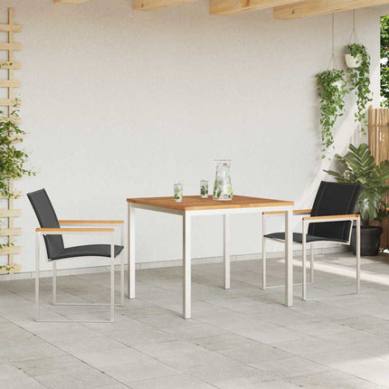 Trädgårdsmöbelset 3 pcs Massiv akaciaträ och rostfritt stål