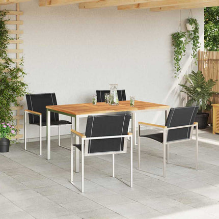 Trädgårdsmöbelset 5 pcs Massiv akaciaträ och rostfritt stål