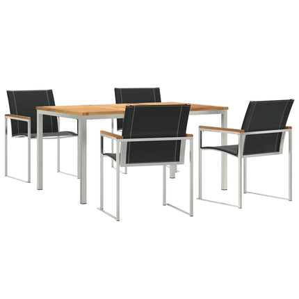 Trädgårdsmöbelset 5 pcs Massiv akaciaträ och rostfritt stål