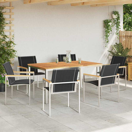 Trädgårdsmöbelset 7 pcs Massiv akaciaträ och rostfritt stål