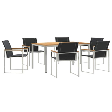 Trädgårdsmöbelset 7 pcs Massiv akaciaträ och rostfritt stål