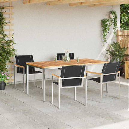 Trädgårdsmöbelset 5 pcs Massiv akaciaträ och rostfritt stål