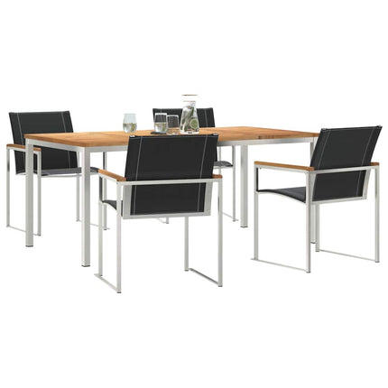 Trädgårdsmöbelset 5 pcs Massiv akaciaträ och rostfritt stål