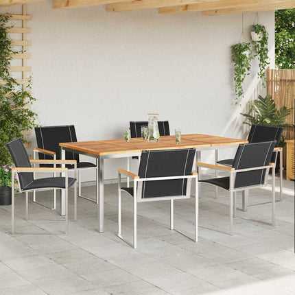 Trädgårdsmöbelset 7 st Massiv akaciaträ och rostfritt stål