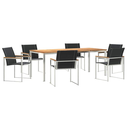 Trädgårdsmöbelset 7 pcs Massiv akaciaträ och rostfritt stål