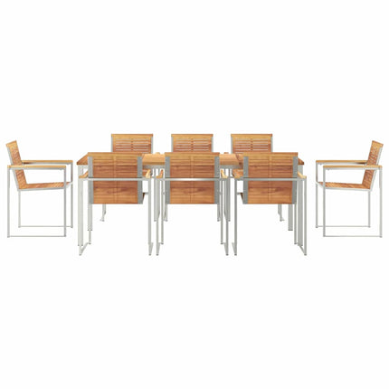 Trädgårdsmöbelset 9 pcs Massivt teakträ och rostfritt stål