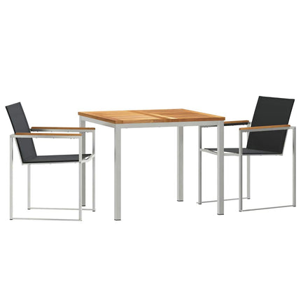 Trädgårdsmöbelset 3 pcs Massivt teakträ och rostfritt stål