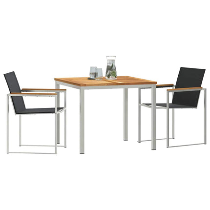 Trädgårdsmöbelset 3 pcs Massivt teakträ och rostfritt stål