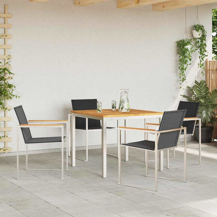 Trädgårdsmöbelset 5 pcs Massivt teakträ och rostfritt stål