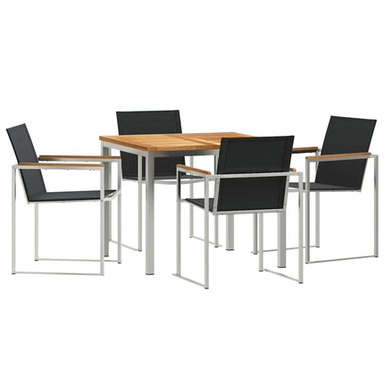 Trädgårdsmöbelset 5 pcs Massivt teakträ och rostfritt stål