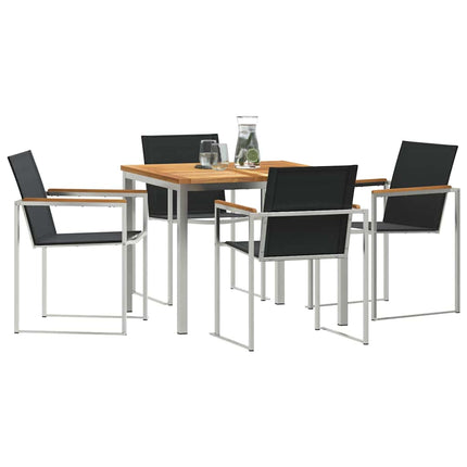 Trädgårdsmöbelset 5 pcs Massivt teakträ och rostfritt stål