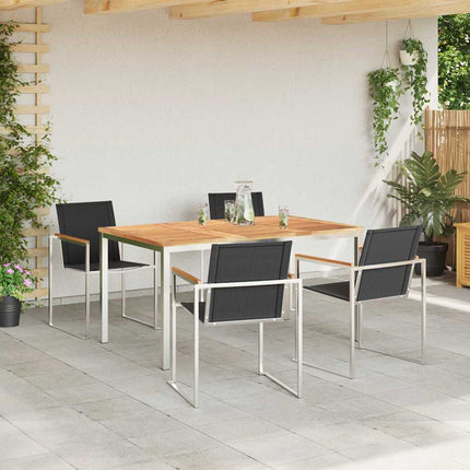 Trädgårdsmöbelset 5 pcs Massivt teakträ och rostfritt stål