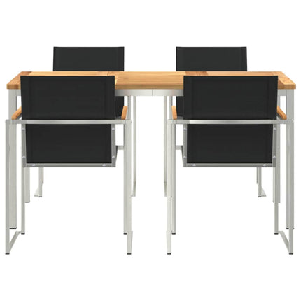 Trädgårdsmöbelset 5 st Massivt teakträ och rostfritt stål