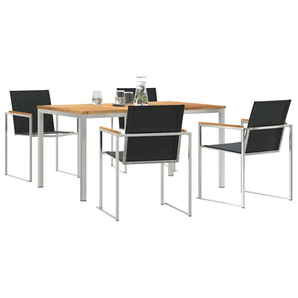 Trädgårdsmöbelset 5 pcs Massivt teakträ och rostfritt stål