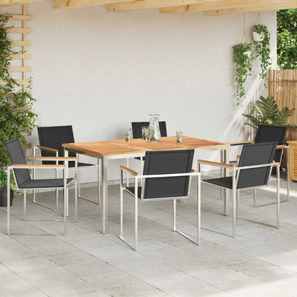 Trädgårdsmöbelset 7 pcs Massivt teakträ och rostfritt stål