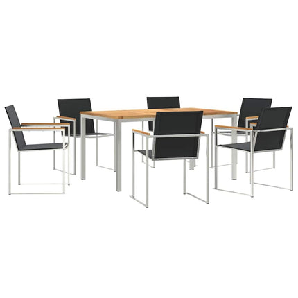 Trädgårdsmöbelset 7 pcs Massivt teakträ och rostfritt stål