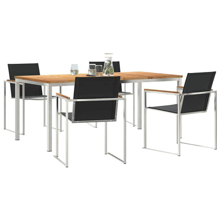 Trädgårdsmöbelset 5 pcs Massivt teakträ och rostfritt stål