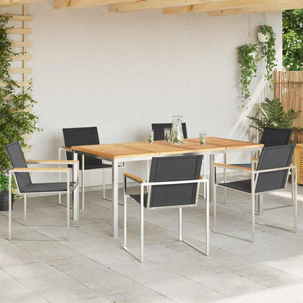 Trädgårdsmöbelset 7 pcs Massivt teakträ och rostfritt stål