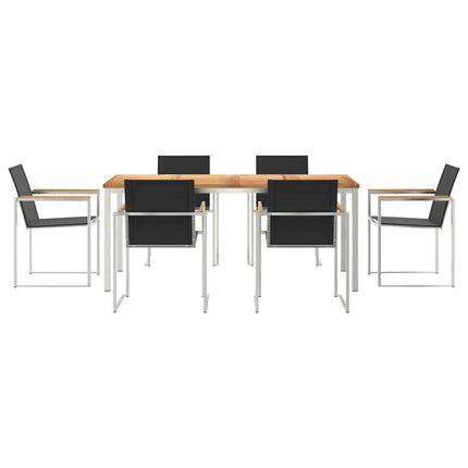 Trädgårdsmöbelset 7 pcs Massivt teakträ och rostfritt stål