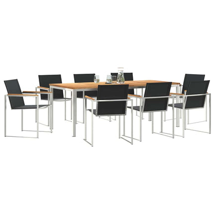 Trädgårdsmöbelset 7 pcs Massivt teakträ och rostfritt stål