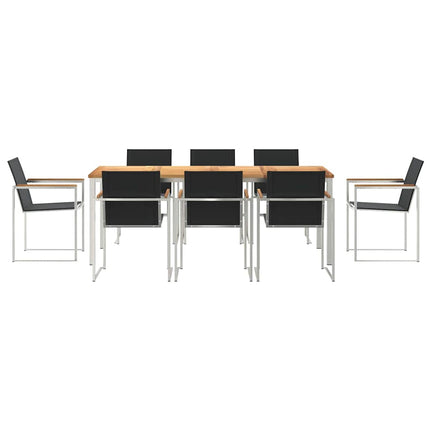 Trädgårdsmöbelset 9 pcs Massivt teakträ och rostfritt stål