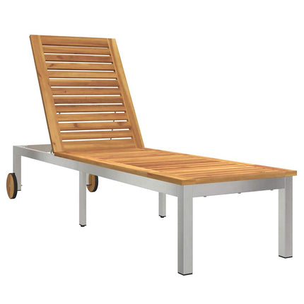 Lounger 3 pcs Brun Massiv akaciaträ och rostfritt stål