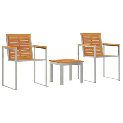 Solstol 3 pcs Brun Massiv akaciaträ och rostfritt stål