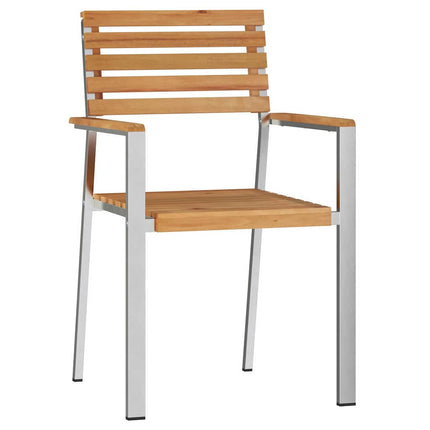 Trädgård Stol 6 pcs Massivt teakträ och rostfritt stål