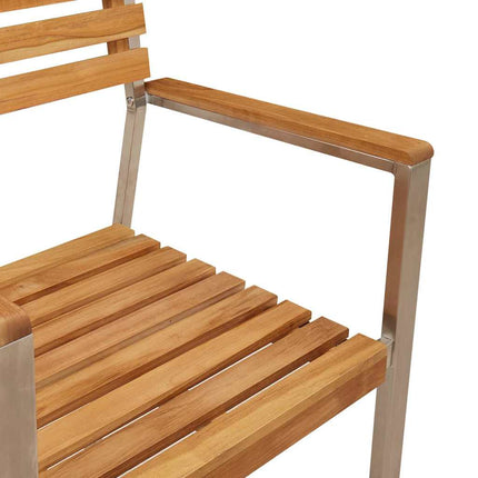 Trädgård Stol 8 pcs Massivt teakträ och rostfritt stål