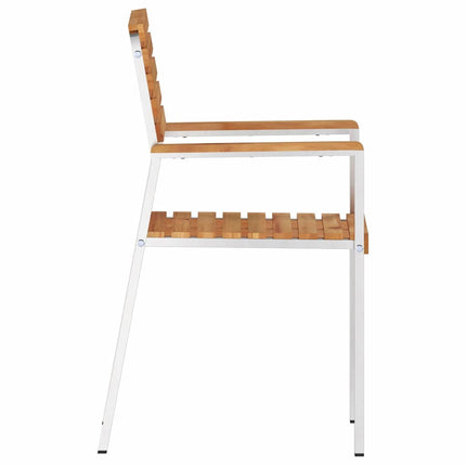 Trädgård Stol 8 pcs Massivt teakträ och rostfritt stål