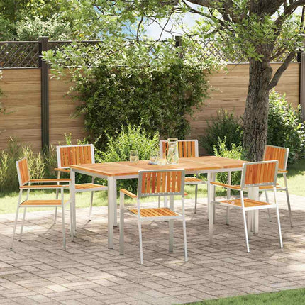 Trädgård Stol 6 st Massiv akaciaträ och rostfritt stål