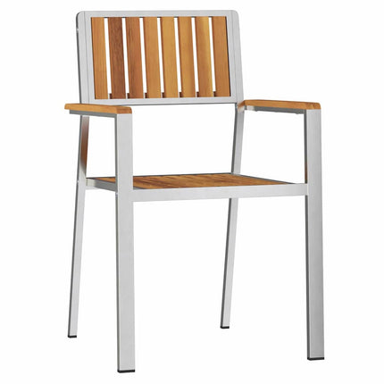Trädgård Stol 8 pcs Massivt teakträ och rostfritt stål