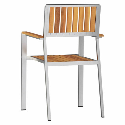 Trädgård Stol 8 pcs Massivt teakträ och rostfritt stål