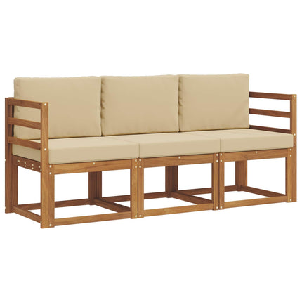 Utomhussoffset med kudde 3 pcs Naturlig och Beige