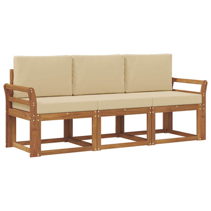 Utomhussoffset med kudde 3 pcs Naturlig och Beige