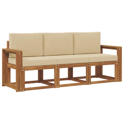 Utomhussoffset med kudde 3 pcs Naturlig och Beige