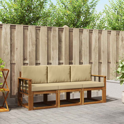Utomhussoffset med kudde 3 pcs Naturlig och Beige
