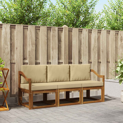 Utomhussoffset med kudde 3 pcs Naturlig och Beige