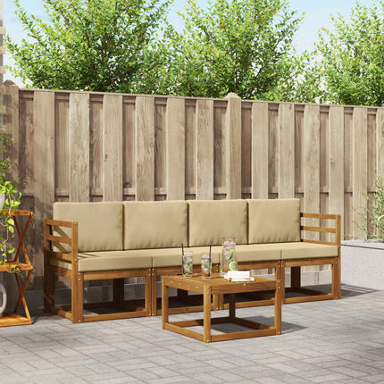 Utomhussoffset med kudde 5 pcs Naturlig och Beige