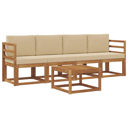 Utomhussoffset med kudde 5 pcs Naturlig och Beige