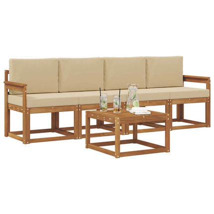 Utomhussoffset med kudde 5 pcs Naturlig och Beige
