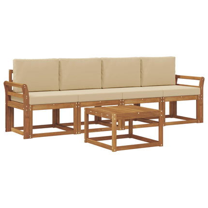 Utomhussoffset med kudde 5 pcs Naturlig och Beige