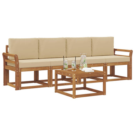 Utomhussoffset med kudde 5 pcs Naturlig och Beige