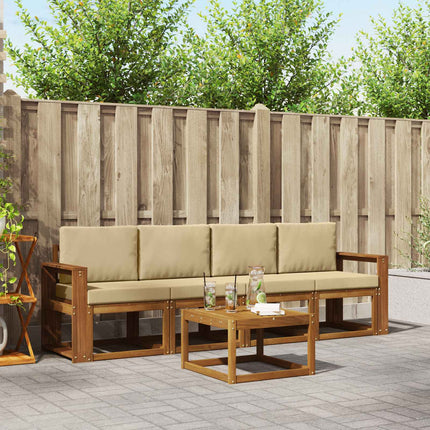 Utomhussoffset med kudde 5 pcs Naturlig och Beige