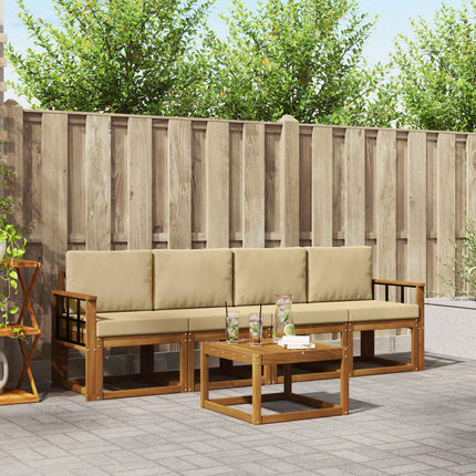 Utomhussoffset med kudde 5 pcs Naturlig och Beige