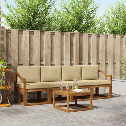 Utomhussoffset med kudde 5 pcs Naturlig och Beige